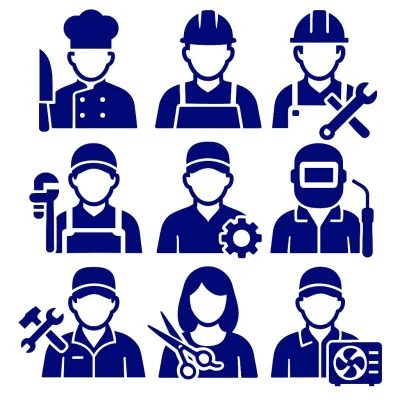 Occupations in Blue Icons